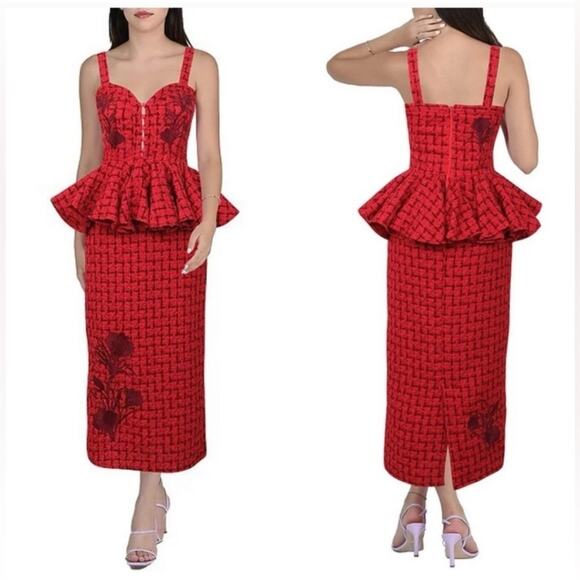 Fanm Mon $459 Gulia Peplum Tweed Midi Dress Size XS - Picture 1 of 6